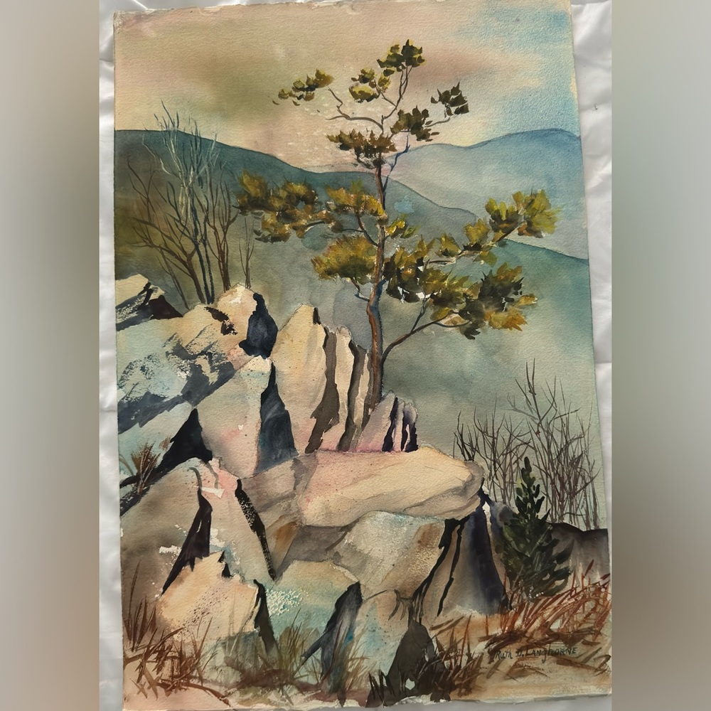 Watercolor signed by artist, 20 th century American painter, 15x22
